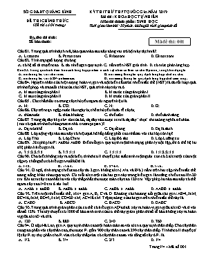 Đề thi thử THPT Quốc gia môn Sinh học năm 2019 - Mã đề 001 - Sở giáo dục và đào tạo Quảng Bình